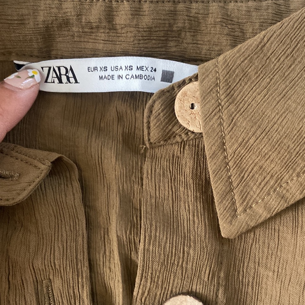 Zara short sleeve dark olive green romper jumpsuit - Picture 10 of 11